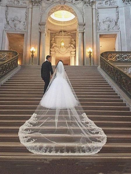 bridal veils romantic long cathedral length lace applique 4m wedding veil with comb white ivory accessories bride veu, Black
bridal veils romantic long cathedral length lace applique 4m wedding veil with comb white ivory accessories bride veu, Black
