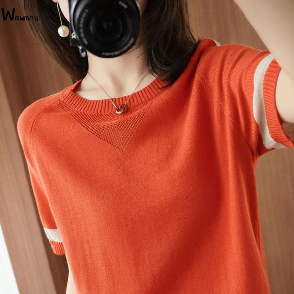 women's t-shirt casual summer loose o-neck elastic knitwear 2021 fashion large size tees striped short sleeve knitted women, White
women's t-shirt casual summer loose o-neck elastic knitwear 2021 fashion large size tees striped short sleeve knitted women, White
