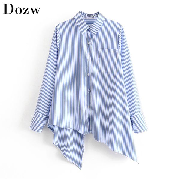 blue and white striped shirt women irregular blouse turn down collar office casual shirts female long sleeve fashion 210414
blue and white striped shirt women irregular blouse turn down collar office casual shirts female long sleeve fashion 210414