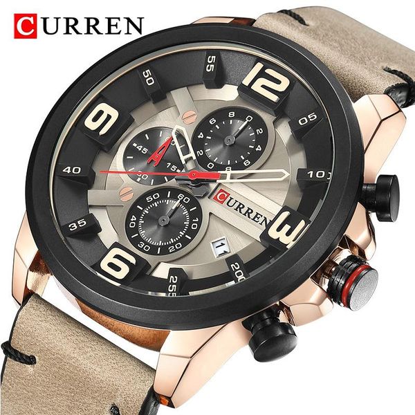 wristwatches curren mens watches chronograph men watch leather quartz waterproof sport military male clock analog, Slivery;brown
wristwatches curren mens watches chronograph men watch leather quartz waterproof sport military male clock analog, Slivery;brown