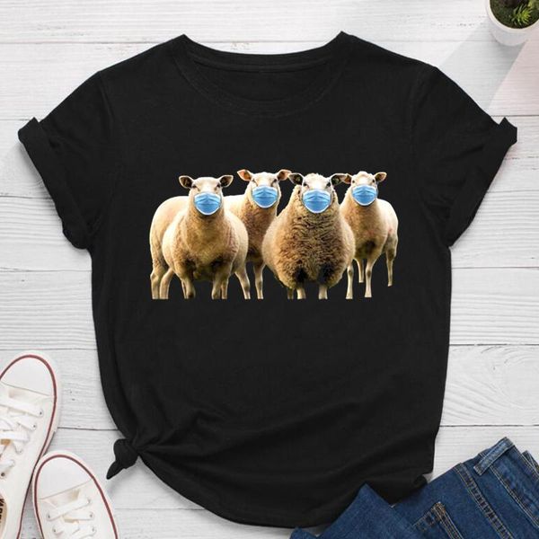 women's t-shirt sheep wearing mask funny printed women hipster tumblr social ironically fashion harajuku graphic tee shirt femme, White
women's t-shirt sheep wearing mask funny printed women hipster tumblr social ironically fashion harajuku graphic tee shirt femme, White