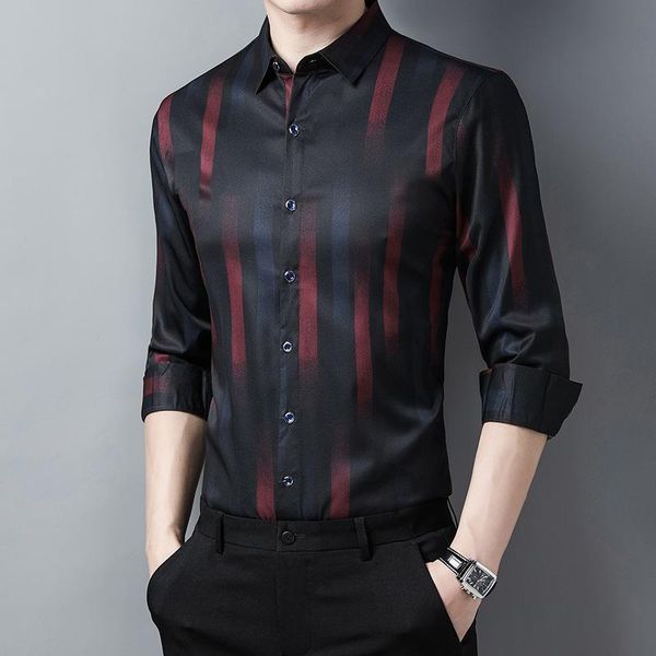 men's casual shirts high-quality luxury long-sleeved striped thin style mens fashion clothing trends men, White;black
men's casual shirts high-quality luxury long-sleeved striped thin style mens fashion clothing trends men, White;black