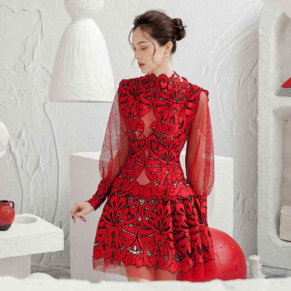 dresses designer women hollow out lace mesh red 2021 new fashion latern long sleeve see through slim short party club dress, Black;gray
dresses designer women hollow out lace mesh red 2021 new fashion latern long sleeve see through slim short party club dress, Black;gray