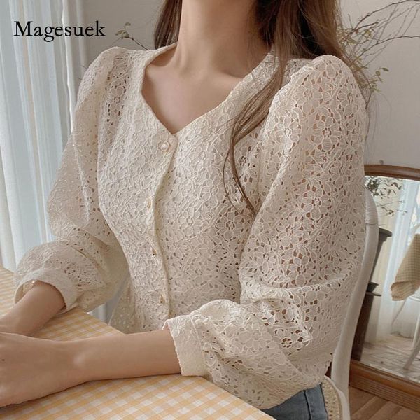 women's blouses & shirts korean v-neck blouse hollow out lace shirt sweet wild slim long sleeve vintage lace-up clothes female blusas, White
women's blouses & shirts korean v-neck blouse hollow out lace shirt sweet wild slim long sleeve vintage lace-up clothes female blusas, White