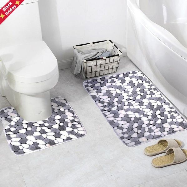 2pcs/set coral velvet soft non slip bath shower mat toilet pedestal floor bathroom set carpet absorbent non-slip rug mats