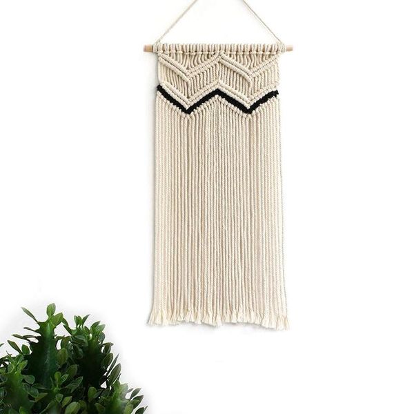 tapestries macrame woven wall hanging tapestry chic bohemian geometric art home decor beige and black 25" l * 12" w
tapestries macrame woven wall hanging tapestry chic bohemian geometric art home decor beige and black 25" l * 12" w