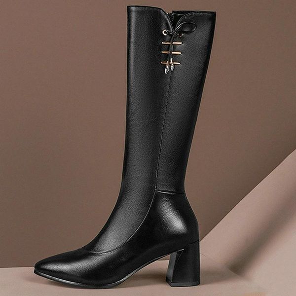 boots metal decoration cambat for women knee high genuine leather thick heels shoes woman party casual tight, Black
boots metal decoration cambat for women knee high genuine leather thick heels shoes woman party casual tight, Black