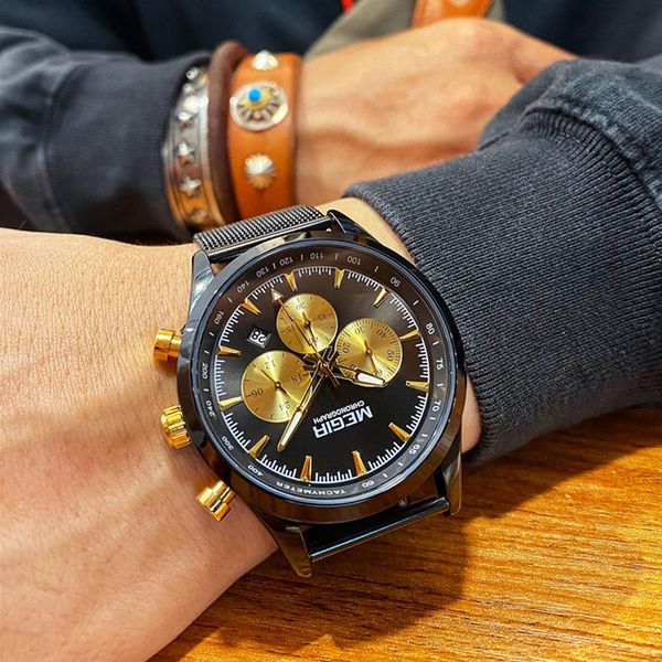 wristwatches megir military sports watches men 2021 waterproof chronograph wristwatch full steel mesh band for drop, Slivery;brown
wristwatches megir military sports watches men 2021 waterproof chronograph wristwatch full steel mesh band for drop, Slivery;brown