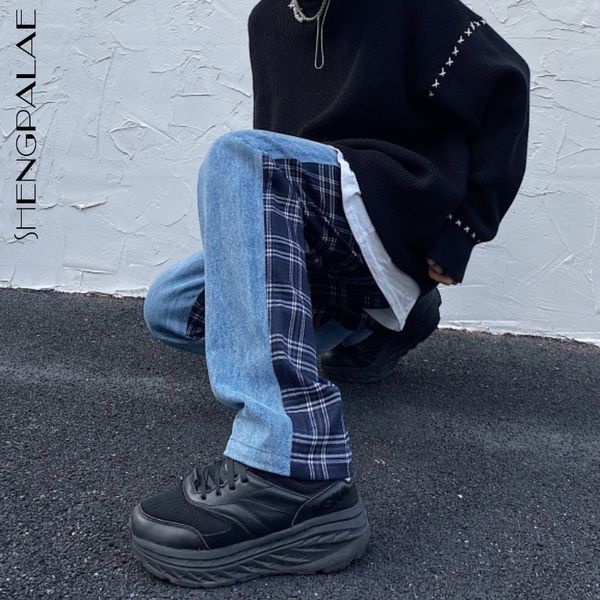 women's jeans plaid patchwork spring high waist streetwear straight tube wide leg denim pants female 5a1338 lgq6, Blue
women's jeans plaid patchwork spring high waist streetwear straight tube wide leg denim pants female 5a1338 lgq6, Blue