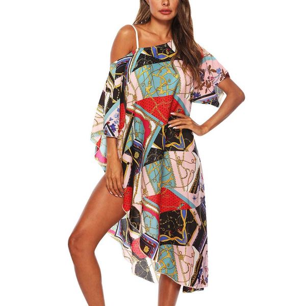 women's swimwear women beachwear cover up boho off shoulder fashion print swimsuit bikini dress pareo beach, White;black
women's swimwear women beachwear cover up boho off shoulder fashion print swimsuit bikini dress pareo beach, White;black