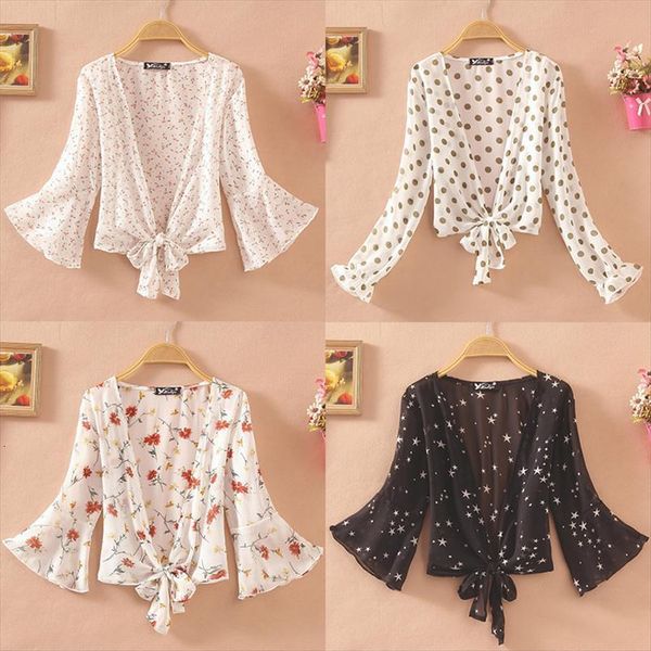 summer chiffon in floral women shirt v neck tie waist cardogan flare sleeve lace beach up, White
summer chiffon in floral women shirt v neck tie waist cardogan flare sleeve lace beach up, White