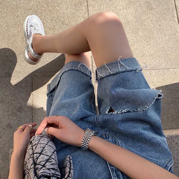 cut holed thin high waist denim shorts women's small design sweet cool wide leg pants summer 2021, Blue
cut holed thin high waist denim shorts women's small design sweet cool wide leg pants summer 2021, Blue