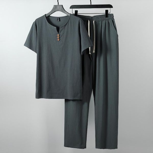men's tracksuits 2021 large size clothing vintage tracksuit husband summer white home suit linen t shirt fashion male set, Gray
men's tracksuits 2021 large size clothing vintage tracksuit husband summer white home suit linen t shirt fashion male set, Gray
