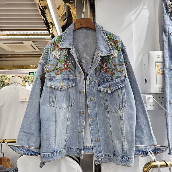 women's jackets harajuku beaded denim jacket women wild 2021 spring loose hole jeans students casual coat female streetwear g, Black;brown
women's jackets harajuku beaded denim jacket women wild 2021 spring loose hole jeans students casual coat female streetwear g, Black;brown