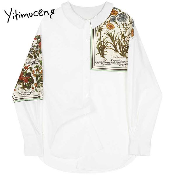yitimuceng printing blouse women button shirts loose solid white spring fashion clothes neck single breasted 210601
yitimuceng printing blouse women button shirts loose solid white spring fashion clothes neck single breasted 210601