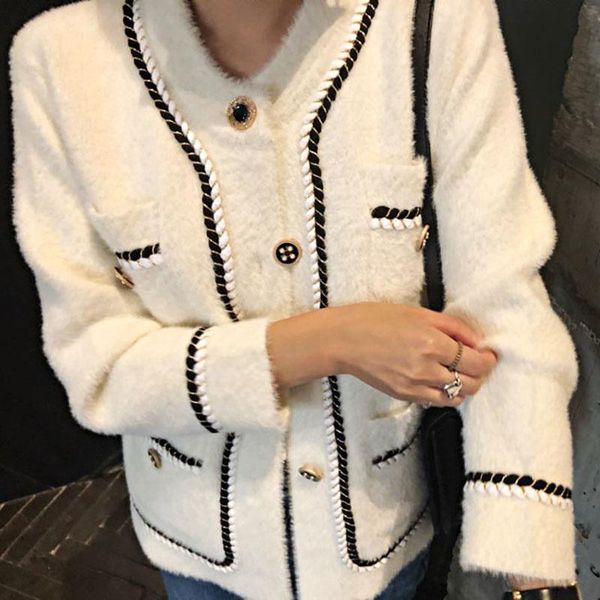 women's knits & tees women jacket button-up soft sweaters vintage faux mink cashmere female autumn twist chic elegant knitted cardigan, White
women's knits & tees women jacket button-up soft sweaters vintage faux mink cashmere female autumn twist chic elegant knitted cardigan, White