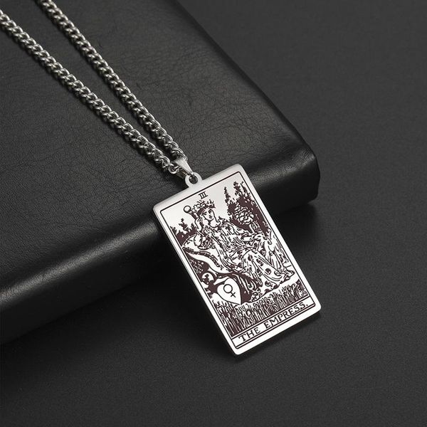 pendant necklaces tarot card major arcana amulet necklace stainless steel the empress square jewelry accessories wholesale, Silver
pendant necklaces tarot card major arcana amulet necklace stainless steel the empress square jewelry accessories wholesale, Silver