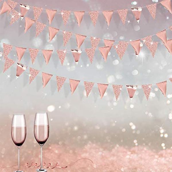 party decoration 3m rose gold double sided glitter metallic paper triangle flag pennant banners for birthday bridal shower hen decorations
party decoration 3m rose gold double sided glitter metallic paper triangle flag pennant banners for birthday bridal shower hen decorations