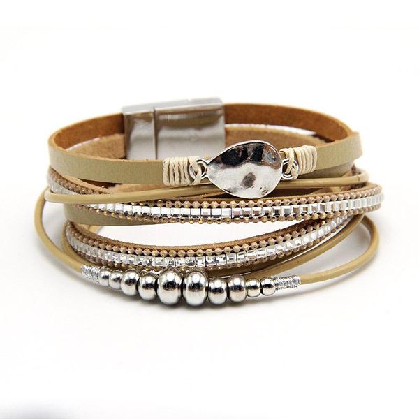 tennis multi-layer leather wrap bracelet boho braided bead handmade magnetic clasp for women, Golden;silver
tennis multi-layer leather wrap bracelet boho braided bead handmade magnetic clasp for women, Golden;silver