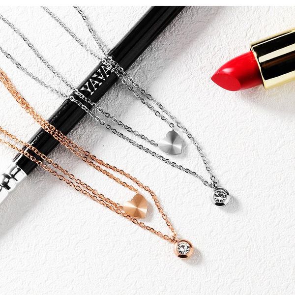 stainless steel women necklaces pendants chain double layer rose gold zircon for girlfriend jewelry creativity gift wholesale pendant, Silver
stainless steel women necklaces pendants chain double layer rose gold zircon for girlfriend jewelry creativity gift wholesale pendant, Silver