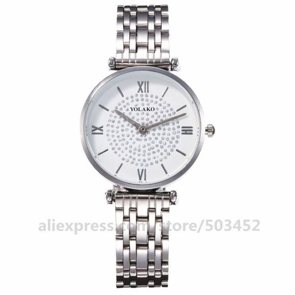wristwatches 100pcs/lot yolako brand thin case stain steel belt watch shiny dail luxury lady wristwatch factory wholesale price clock, Slivery;brown
wristwatches 100pcs/lot yolako brand thin case stain steel belt watch shiny dail luxury lady wristwatch factory wholesale price clock, Slivery;brown