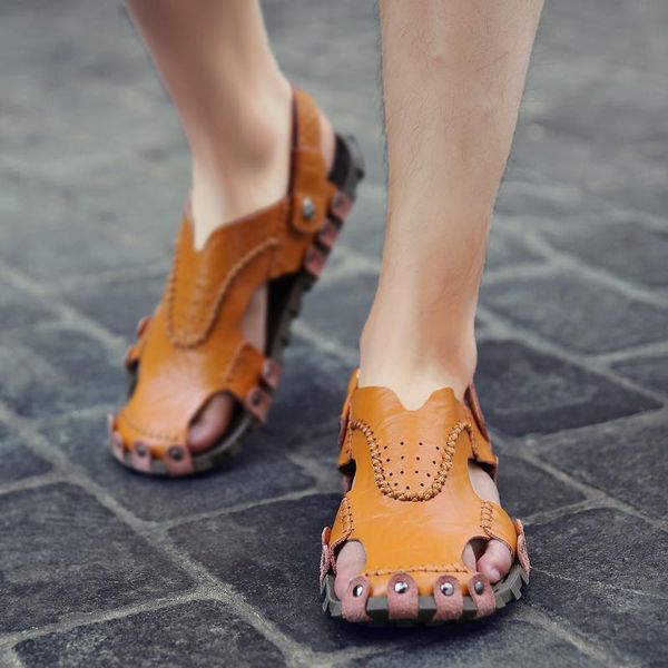 sandals men fashion soft leather fretwork slip on rubber sole covered toe casual footwear beach fisherman shoes 2021 fashion sandals top, Black
sandals men fashion soft leather fretwork slip on rubber sole covered toe casual footwear beach fisherman shoes 2021 fashion sandals top, Black