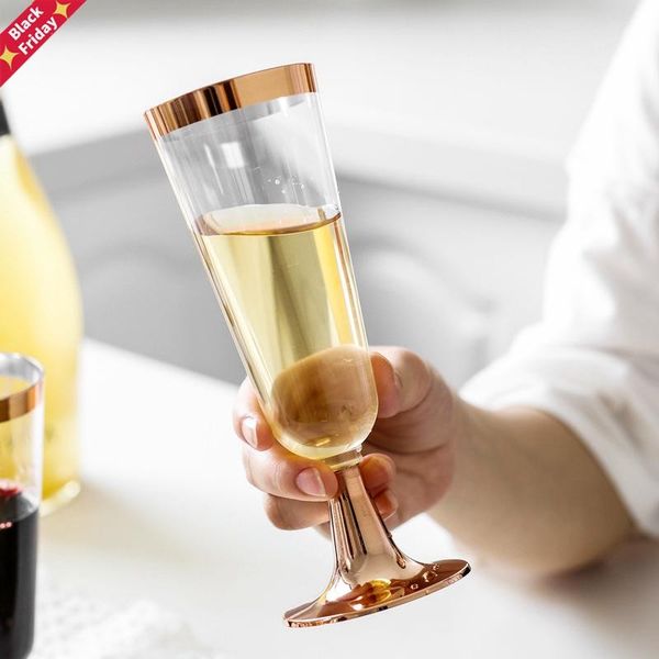 disposable dinnerware plastic gold rimmed champagne flutes 5.5 oz. clear hard party wedding cups fancy rose golden toasting glasses cutlery
disposable dinnerware plastic gold rimmed champagne flutes 5.5 oz. clear hard party wedding cups fancy rose golden toasting glasses cutlery