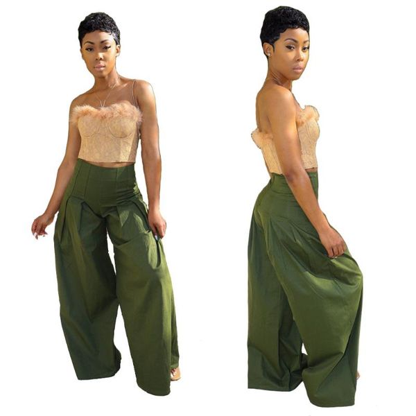 women's pants & capris army green casual loose long high waist wide leg fashion female, Black;white 
women's pants & capris army green casual loose long high waist wide leg fashion female, Black;white