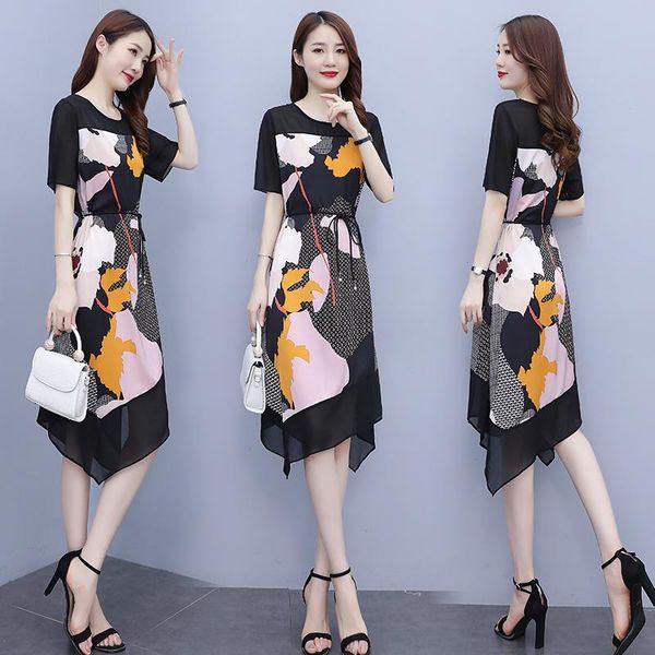 party dresses chiffon women's dress girl's korean fashion summer casual a-line o-neck office lady print mid-calf houthion, White;black
party dresses chiffon women's dress girl's korean fashion summer casual a-line o-neck office lady print mid-calf houthion, White;black