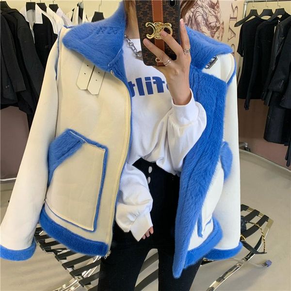 women's jackets woman jacket winter 2021 plus velvet thicken coat loose stand collar contrast color fur all-in-one locomotive short, Black;brown
women's jackets woman jacket winter 2021 plus velvet thicken coat loose stand collar contrast color fur all-in-one locomotive short, Black;brown