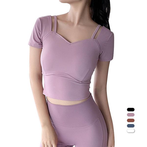 yoga outfit fashion women running fitness thin tight-fitting short-sleeved shirt with chest pad clothes t-shirt
yoga outfit fashion women running fitness thin tight-fitting short-sleeved shirt with chest pad clothes t-shirt