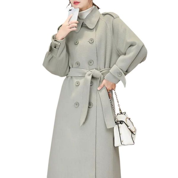 women's wool & blends 2021 autumn winter trench coat ladies coats elegant slim long women windbreakers simple stylish femme outwear, Black
women's wool & blends 2021 autumn winter trench coat ladies coats elegant slim long women windbreakers simple stylish femme outwear, Black