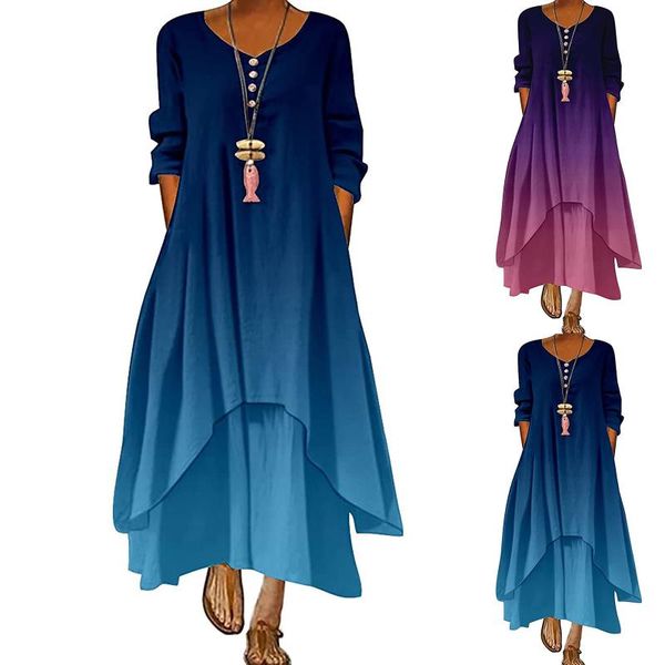 casual dresses summer floral solid long sleeve women o neck buttons irregular hem maxi dress loose plus size party vestidos, Black;gray
casual dresses summer floral solid long sleeve women o neck buttons irregular hem maxi dress loose plus size party vestidos, Black;gray
