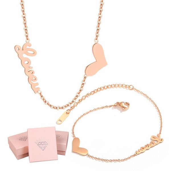 earrings & necklace 316l stainless steel simple love pendant titanium bracelet set temperament rose gold jewelry, Silver
earrings & necklace 316l stainless steel simple love pendant titanium bracelet set temperament rose gold jewelry, Silver