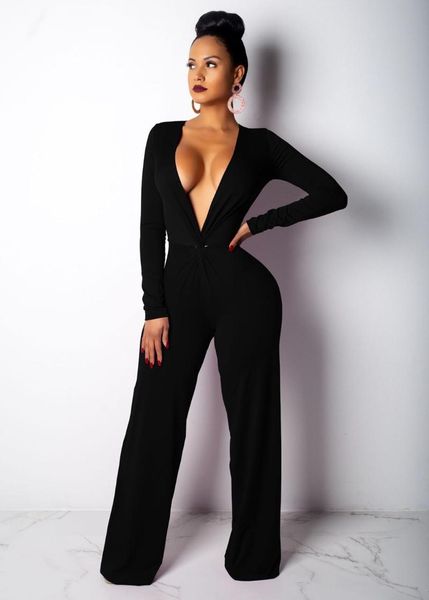 women's jumpsuits & rompers ahvit autumn winter solid color skinny party romper deep v neck full sleeve wide leg jumpsuit fashion women, Black;white
women's jumpsuits & rompers ahvit autumn winter solid color skinny party romper deep v neck full sleeve wide leg jumpsuit fashion women, Black;white