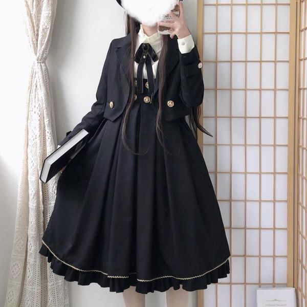 casual dresses magogo 1pc jk lolita big dress college style girlfriends fashion drape with tie black long, Black;gray
casual dresses magogo 1pc jk lolita big dress college style girlfriends fashion drape with tie black long, Black;gray