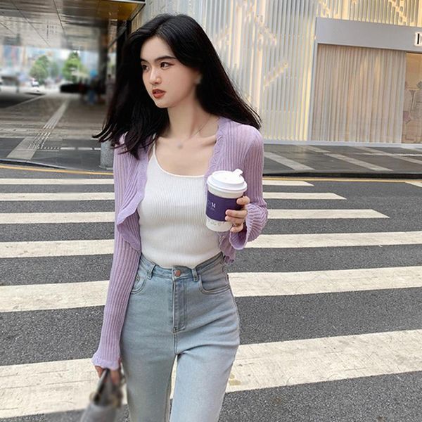 women's jackets women korean solid color blouse female irregular slim exposed navel knitted sunscreen cardigan, Black;brown
women's jackets women korean solid color blouse female irregular slim exposed navel knitted sunscreen cardigan, Black;brown