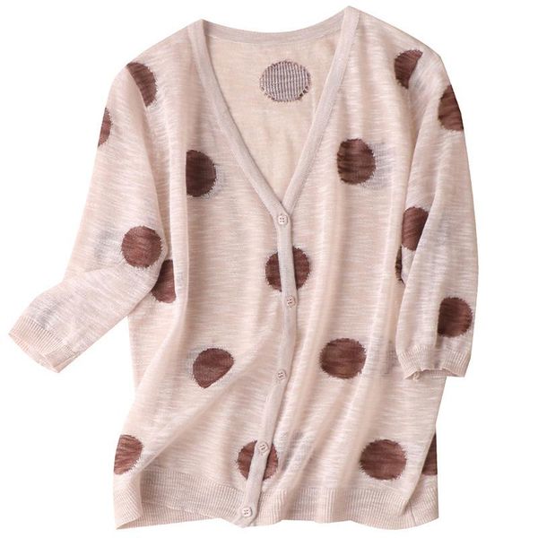 women's knits & tees shuchan thin summer knitted cardigan women single breasted dot half sleeve vintage v-neck 75% linen+10% cotton, White
women's knits & tees shuchan thin summer knitted cardigan women single breasted dot half sleeve vintage v-neck 75% linen+10% cotton, White