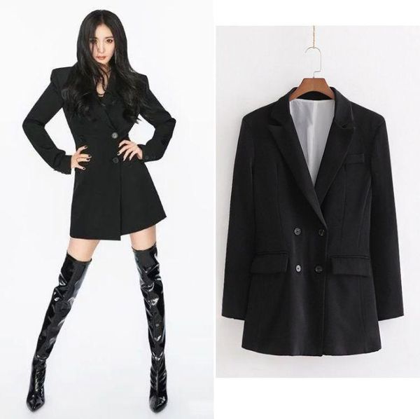 women's jackets hcbless 2021 autumn double-breasted long black small suit jacket, Black;brown
women's jackets hcbless 2021 autumn double-breasted long black small suit jacket, Black;brown