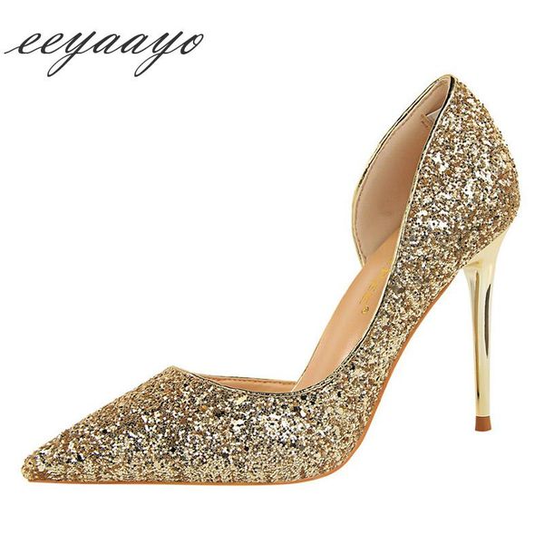 spring women pumps high thin heel pointed toe shallow fretwork bling bridal wedding shoes gold heels dress, Black
spring women pumps high thin heel pointed toe shallow fretwork bling bridal wedding shoes gold heels dress, Black