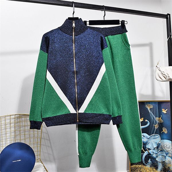 women's two piece pants bright silk knitted tracksuits women set fashion cardigan sweater trousers outfits loose casual knitting s, White
women's two piece pants bright silk knitted tracksuits women set fashion cardigan sweater trousers outfits loose casual knitting s, White