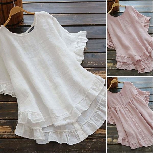 fashion womens cotton blouse ruffle women blouses shirts zanzea causal short sleeve solid female asymmetrical tunic plus size blusas, White
fashion womens cotton blouse ruffle women blouses shirts zanzea causal short sleeve solid female asymmetrical tunic plus size blusas, White