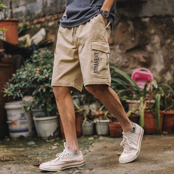 men's shorts summer multiple pockets cargo mid waist khaki cotton knee length overalls trend casual button breeches, White;black
men's shorts summer multiple pockets cargo mid waist khaki cotton knee length overalls trend casual button breeches, White;black