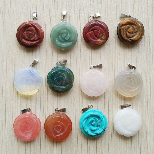carved rose flower assorted natural stone charms crystal pendants for necklace accessories jewelry making, Bronze;silver
carved rose flower assorted natural stone charms crystal pendants for necklace accessories jewelry making, Bronze;silver