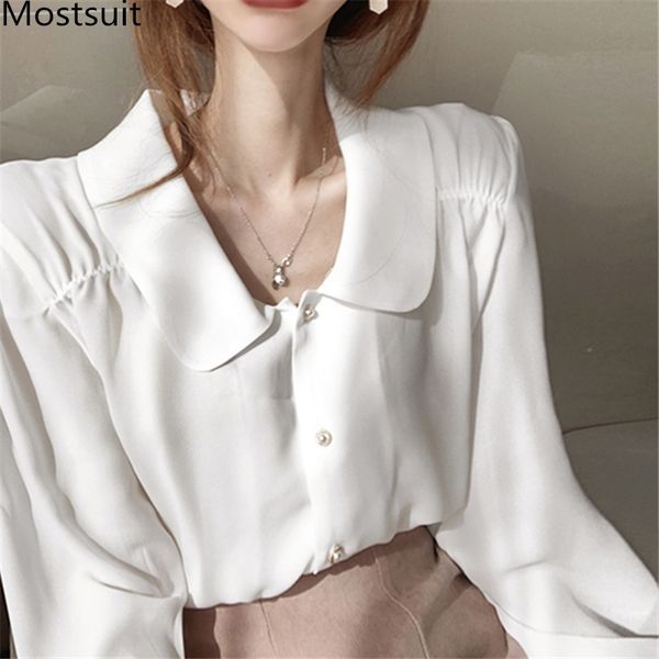 office ladies korean women blouses spring full sleeve turn-down collar shirts solid elegant female blusas 210514, White
office ladies korean women blouses spring full sleeve turn-down collar shirts solid elegant female blusas 210514, White