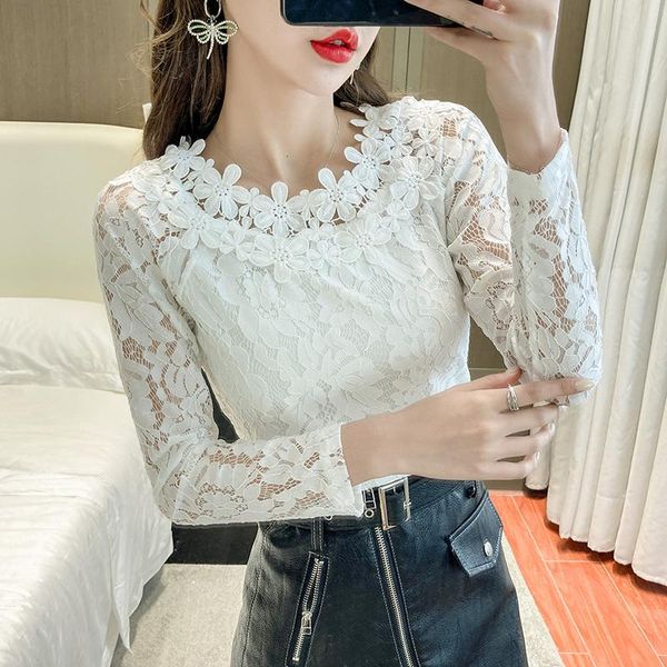 women's blouses & shirts fall lace slash neck long sleeve women blouse korean style hollow out bottoming sweet blusas plus size, White
women's blouses & shirts fall lace slash neck long sleeve women blouse korean style hollow out bottoming sweet blusas plus size, White