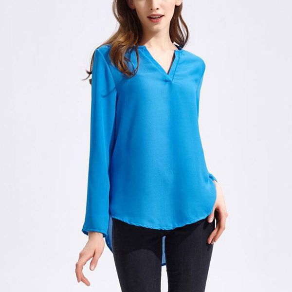 women casual v neck chiffon blouse summer fashion long sleeve women's shirt solid color plus size feminina blusa blouses & shirts, White
women casual v neck chiffon blouse summer fashion long sleeve women's shirt solid color plus size feminina blusa blouses & shirts, White