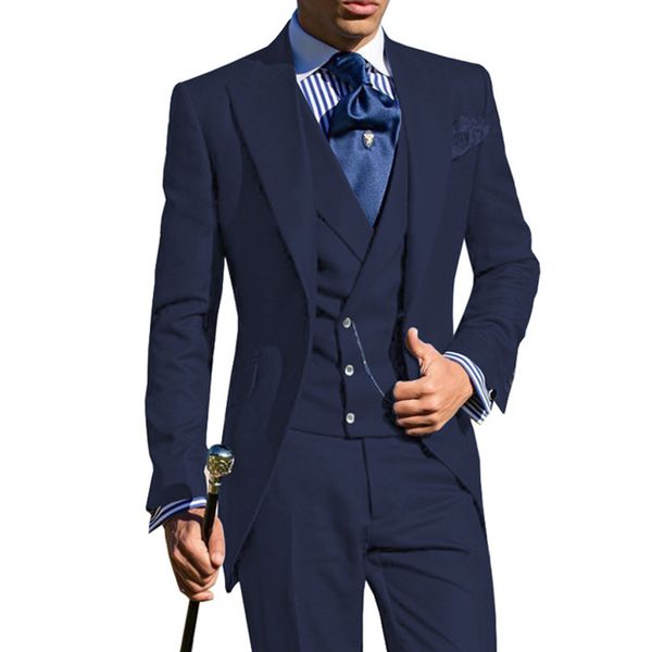 men's suits & blazers slim fit men tail coat 3 pieces business wedding tuxedo for groom dinner party male fashion jacket with vest pant, White;black
men's suits & blazers slim fit men tail coat 3 pieces business wedding tuxedo for groom dinner party male fashion jacket with vest pant, White;black