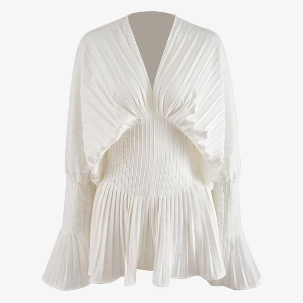 women's blouses & shirts ~ ink painting temperament pleated waist slim v-neck printed shirt ins wind horn sleeve long m048, White
women's blouses & shirts ~ ink painting temperament pleated waist slim v-neck printed shirt ins wind horn sleeve long m048, White