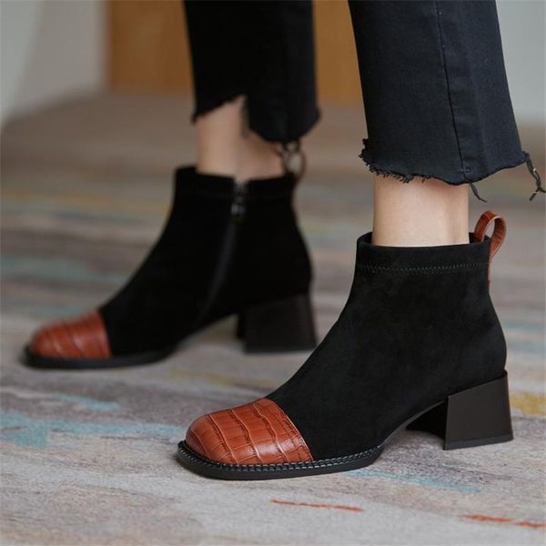 boots winter women 2021 cowhide stitching suede ankle with zipper chunky heel simple and versatile, Black
boots winter women 2021 cowhide stitching suede ankle with zipper chunky heel simple and versatile, Black